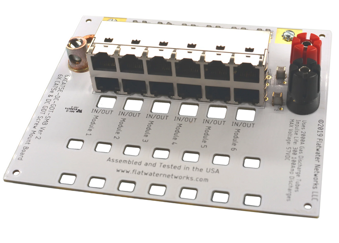6X Cat5e & DC Gas Discharge Tube Screw Mount Board